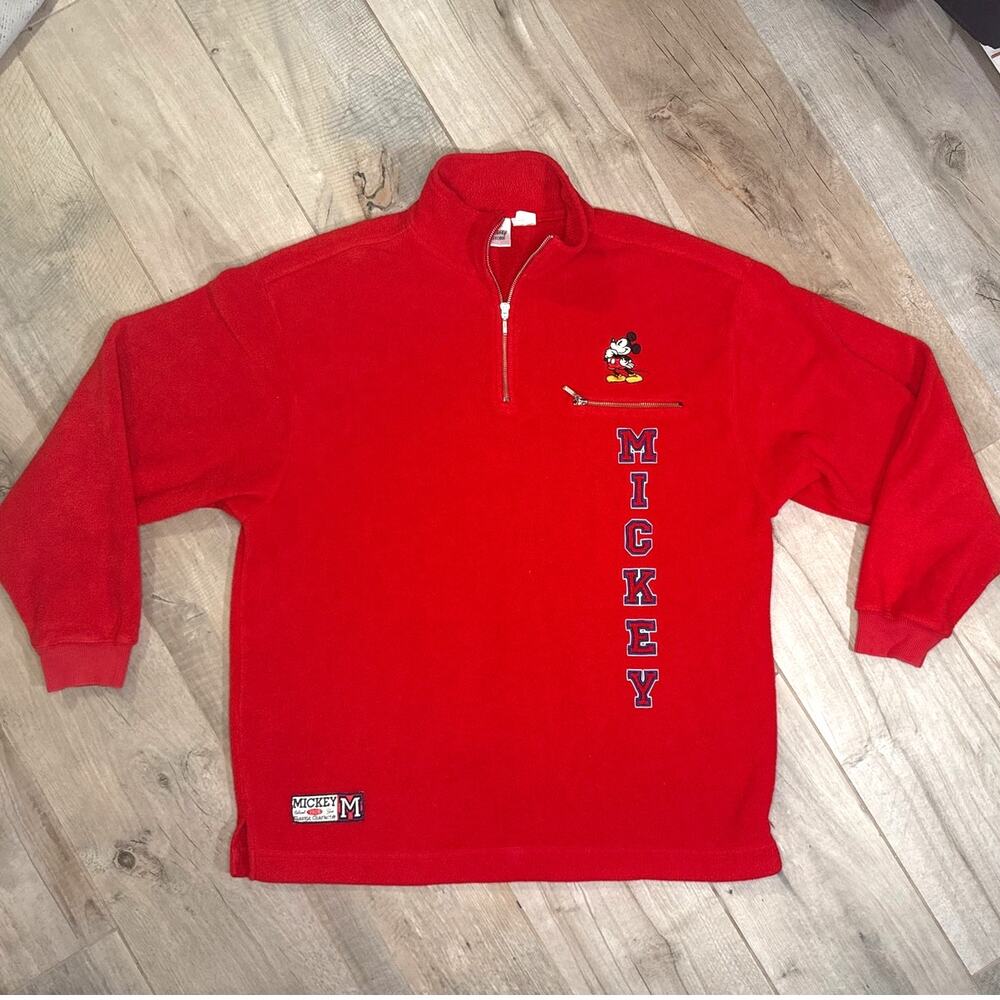 Vintage Mickey Mouse Disney Store 1/4 Zip Fleece Mens XL